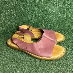 Born Leather Slingback BR0002219 Comfort Flat Summer Sandals Pink Womens Size 9